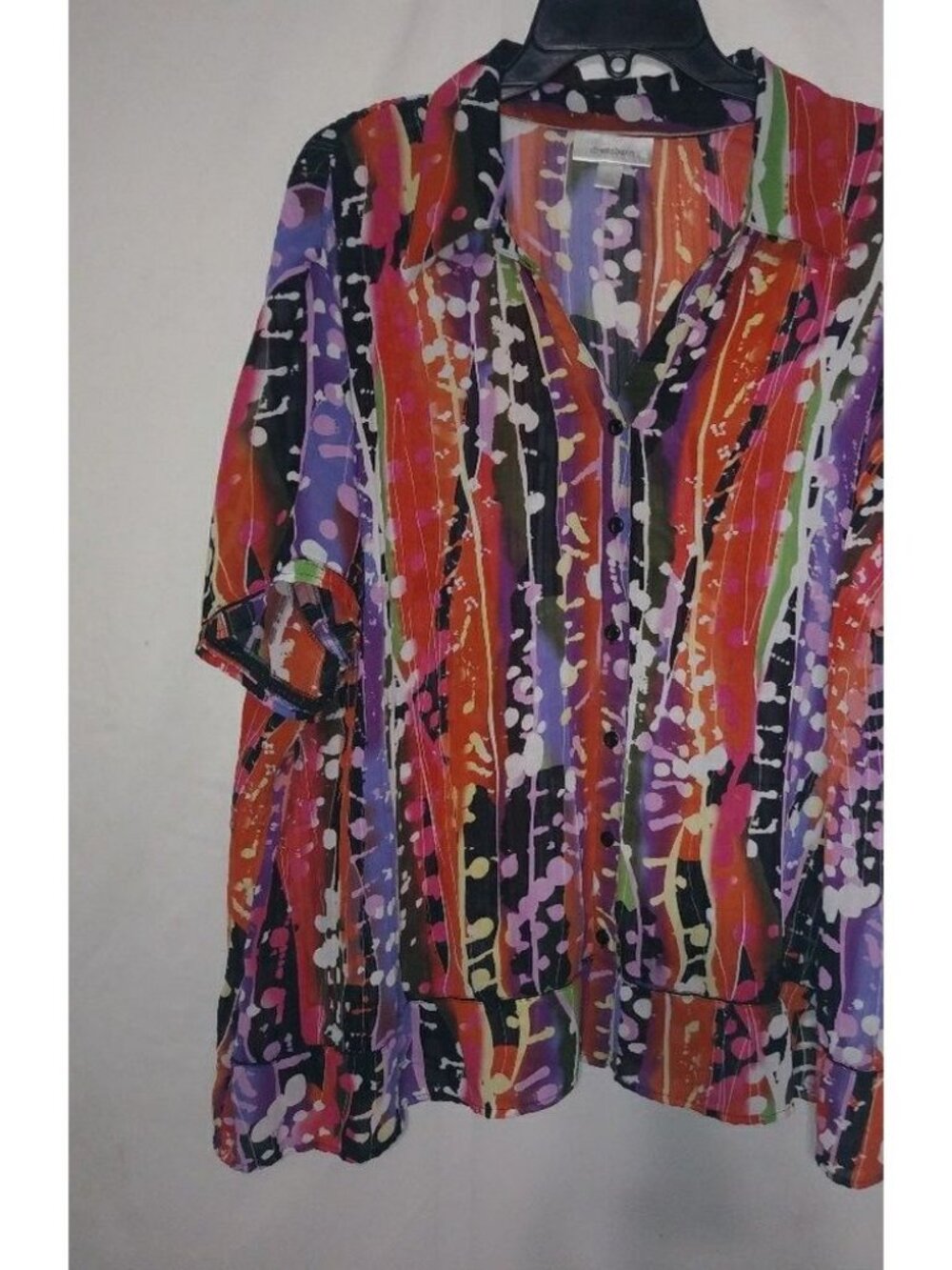 Dress Barn 2X Vivid Red Purple Hi-lo Button Top Plus